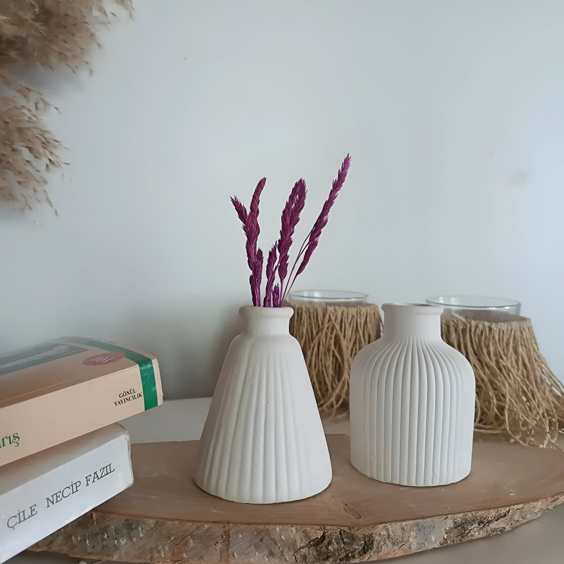 Minimal Çizgili Vazo Seti