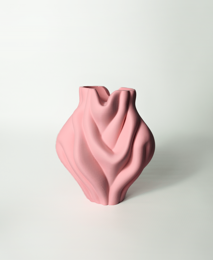 Pembe Dalga Desenli Sanatsal Vazo 🌸✨