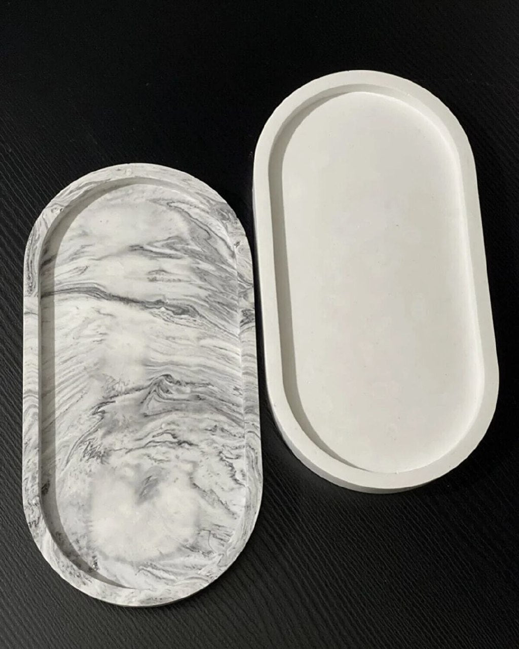 Dekorux - Mermer Desenli Oval Tepsi Seti