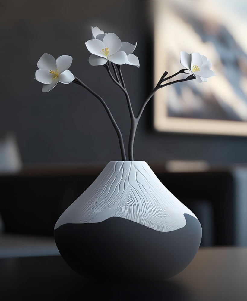 Fuji Elegance - Sanatsal Dağ Temalı Vazo