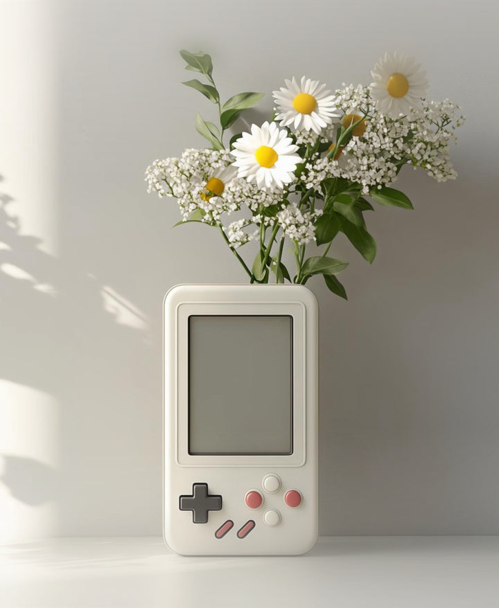 Retro Oyun Konsolu Tasarımlı Dekoratif Vazo 🎮🌿