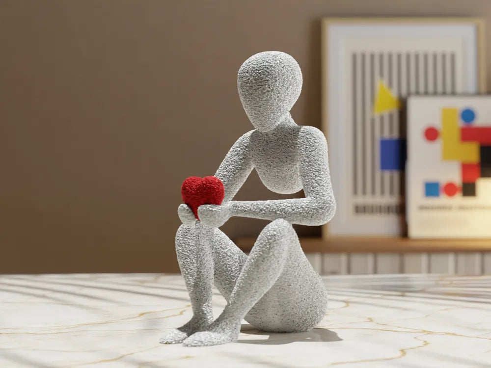 "Duygusal Sanat Heykeli – Kalbini Sunan Figür" ❤️✨