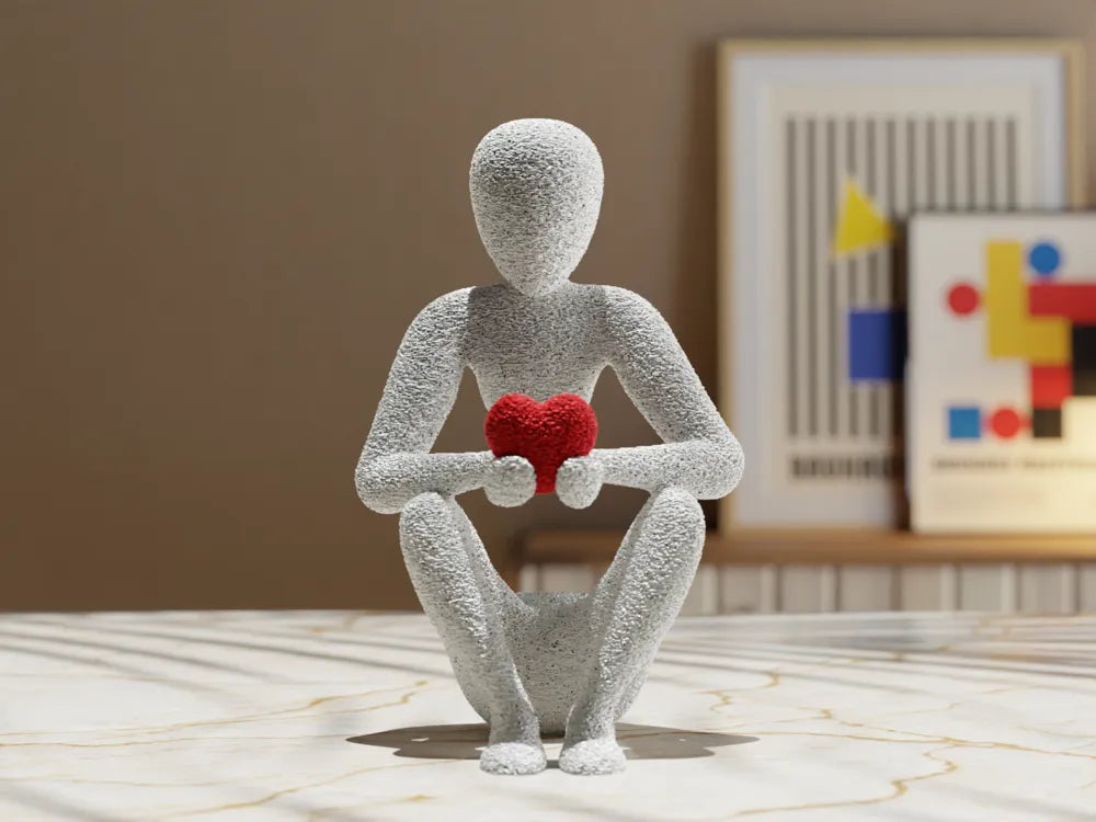 "Duygusal Sanat Heykeli – Kalbini Sunan Figür" ❤️✨