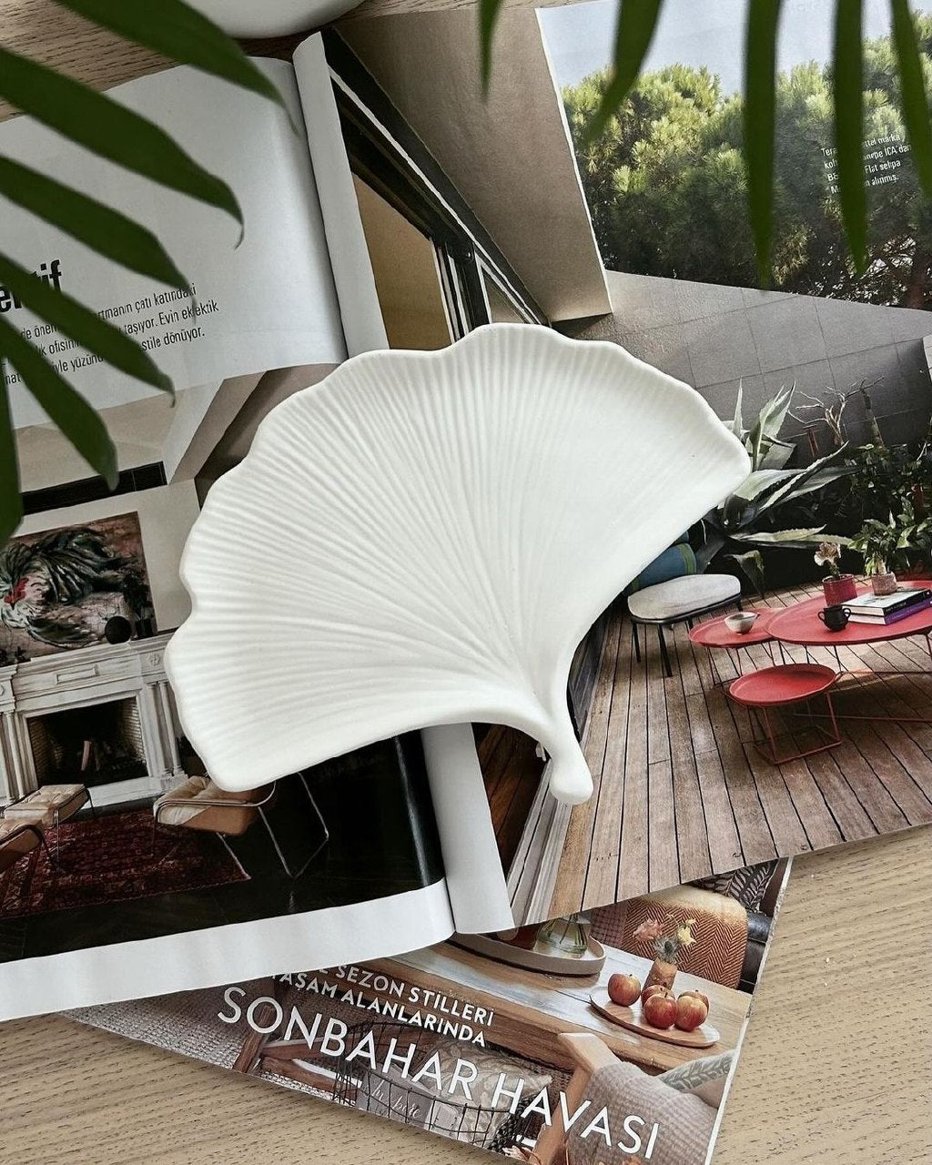 Dekorux - Ginkgo Yaprak Tabak