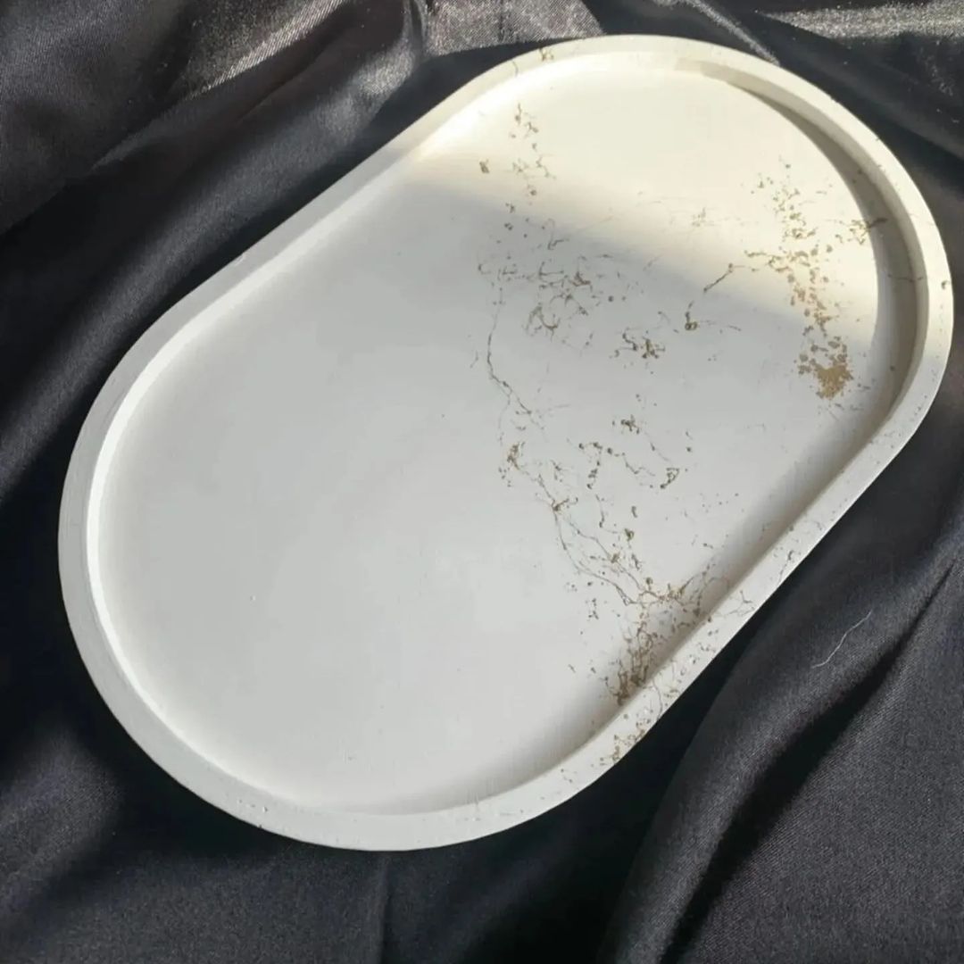 Dekorux - Mermer Dokulu Oval Tepsi