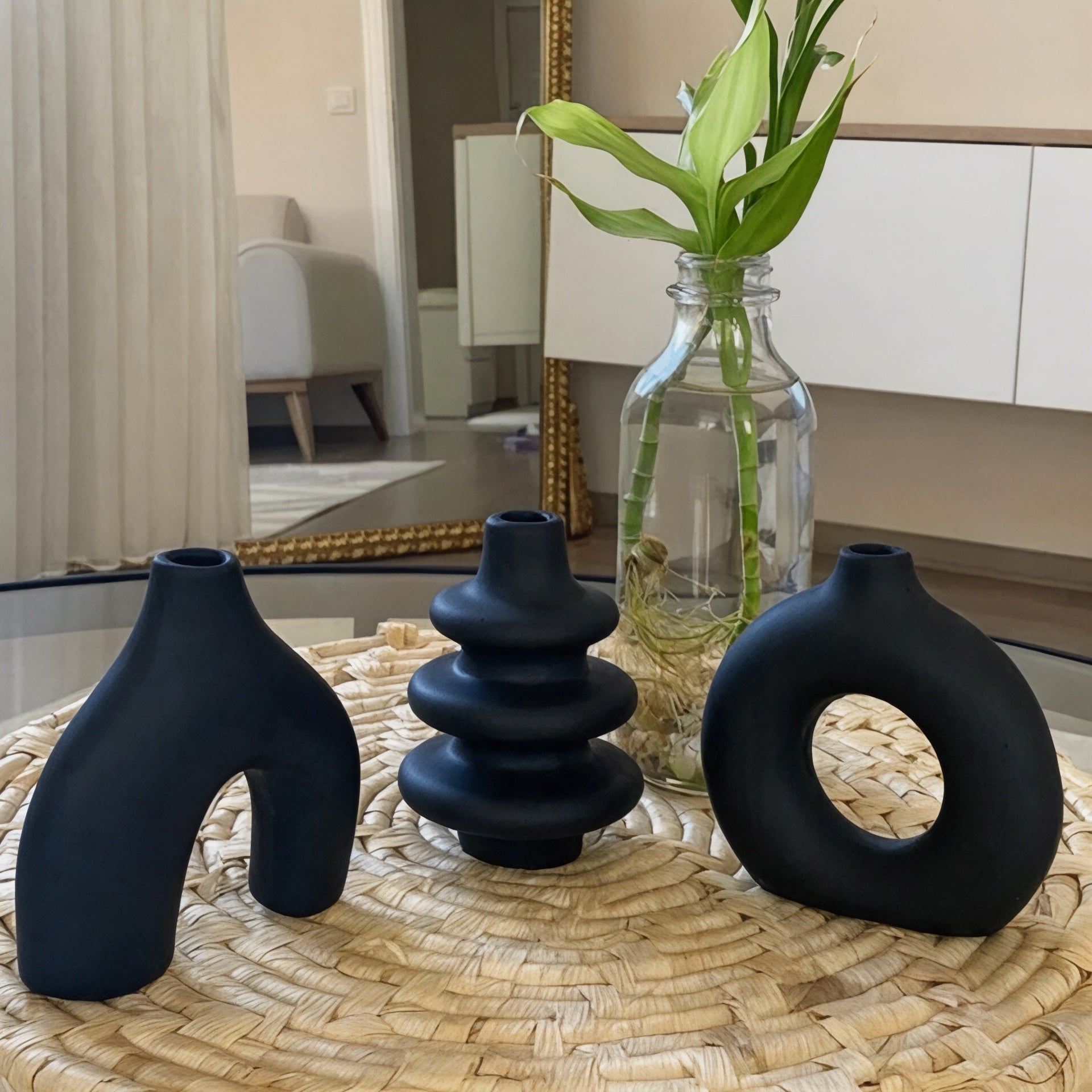 Dekorux - Siyah Modern Vazo Seti