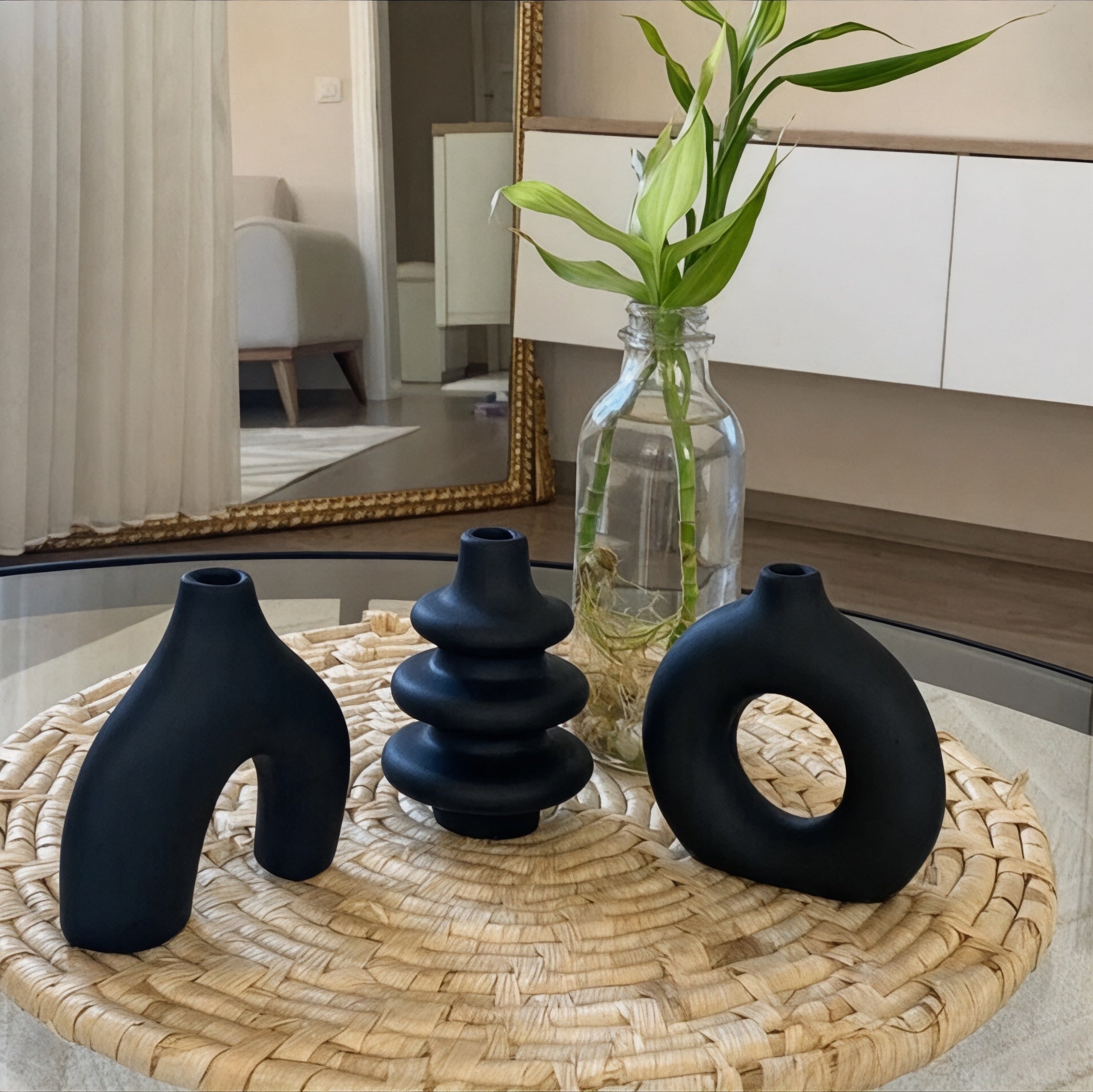 Dekorux - Siyah Modern Vazo Seti