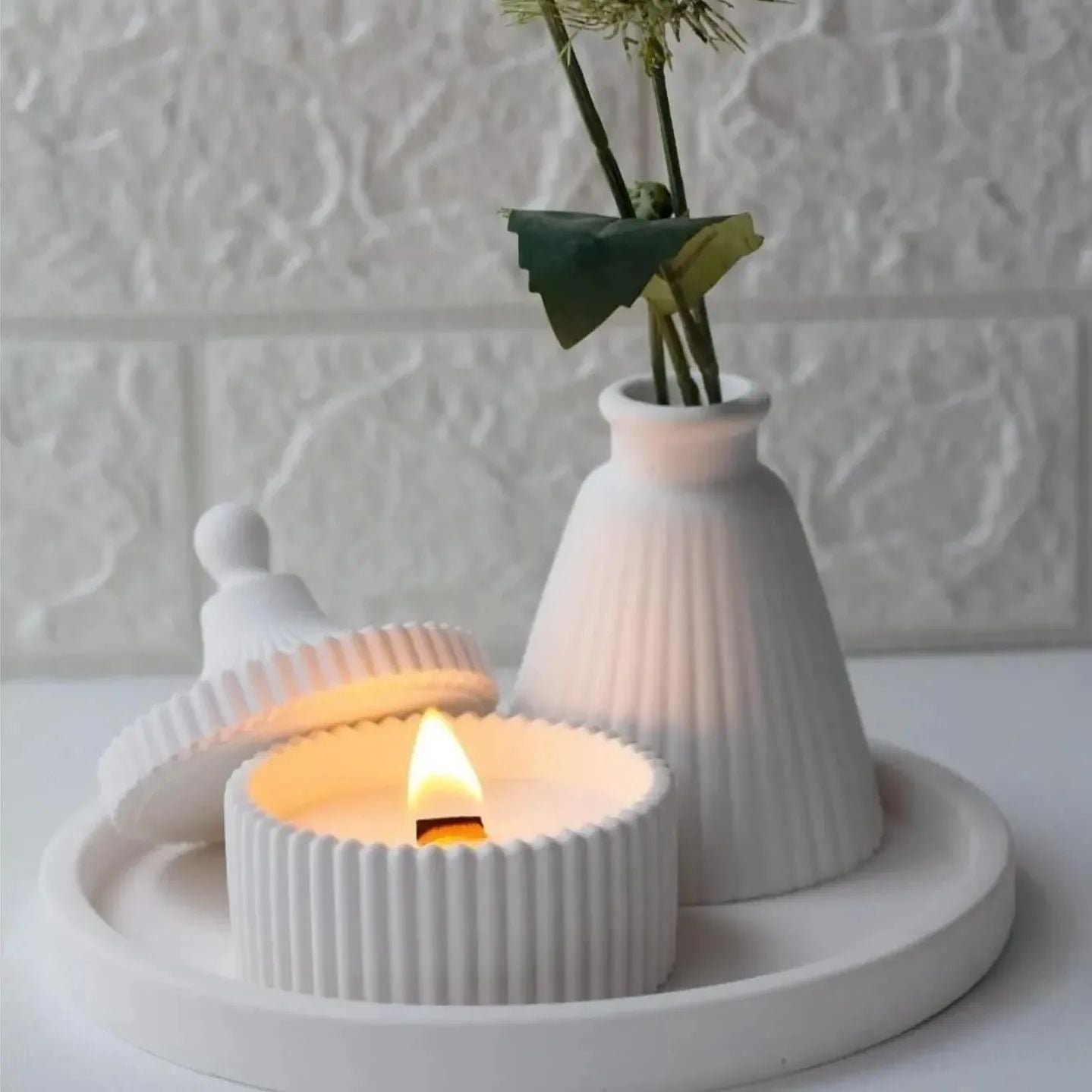 Dekorux - Lüks Mum ve Vazo Seti