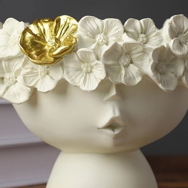 Dekorux - Çiçek Taçlı Yüz Saksı