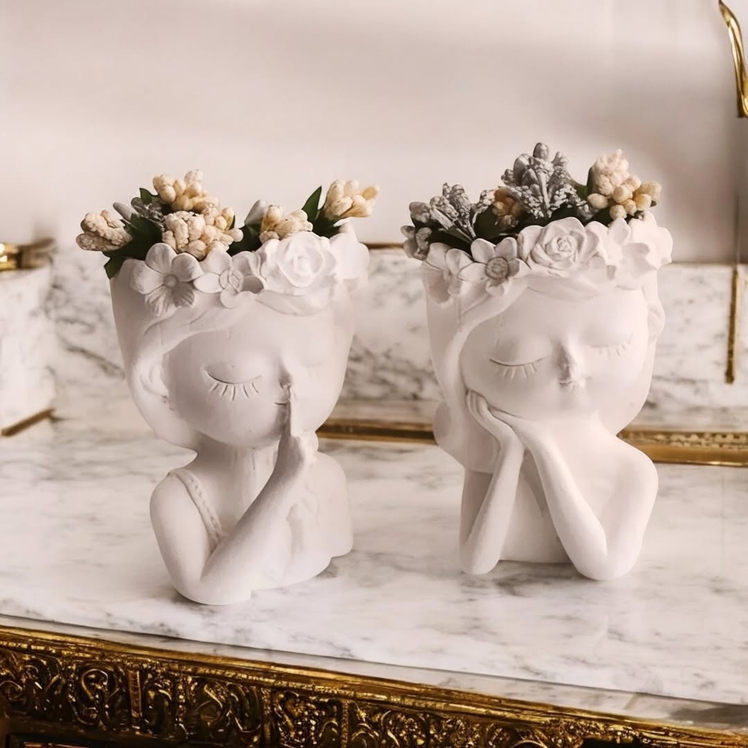 Dekorux – Çiçek Taçlı Romantik Balerin Saksı Seti