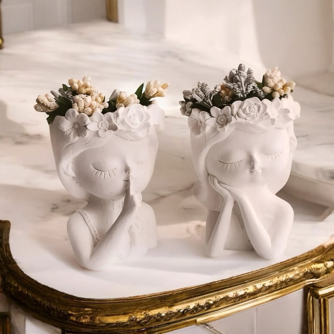 Dekorux – Çiçek Taçlı Romantik Balerin Saksı Seti