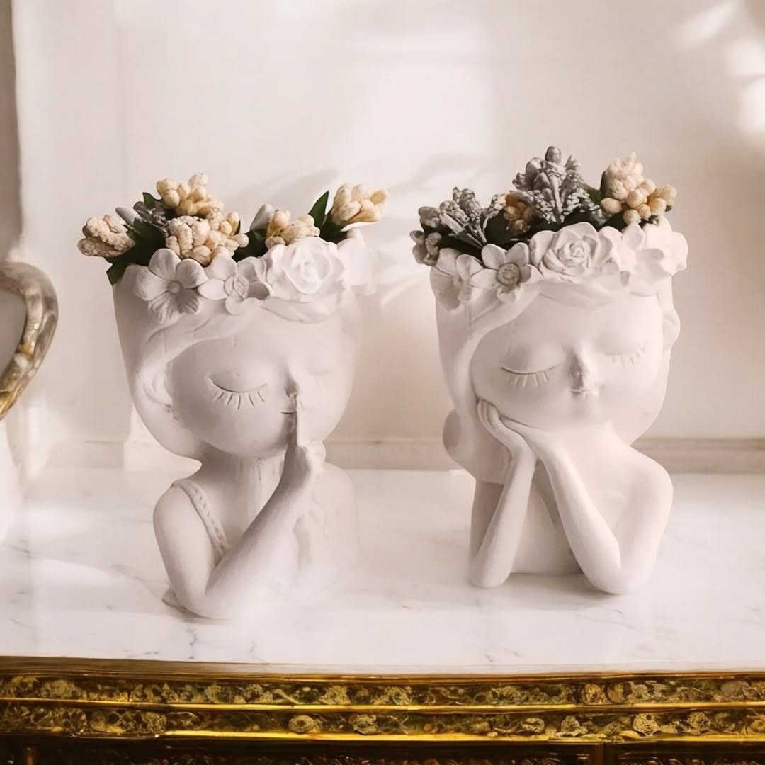 Dekorux – Çiçek Taçlı Romantik Balerin Saksı Seti