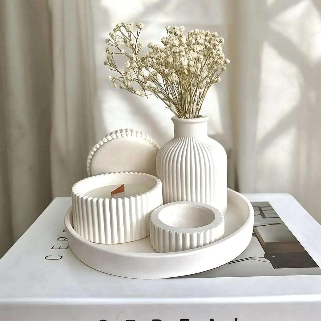 Dekorux - Stria Vazo ve Saklama Seti