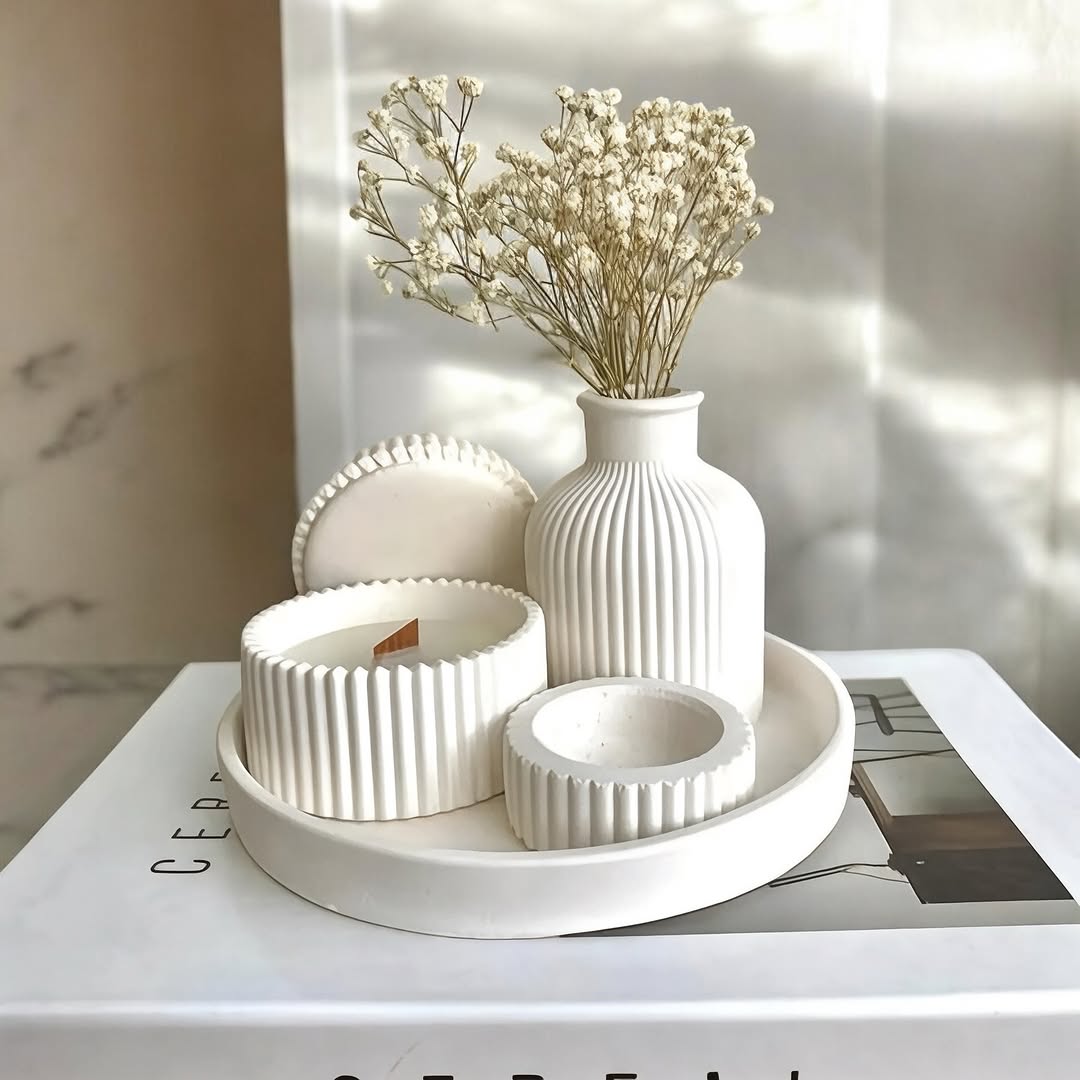 Dekorux - Stria Vazo ve Saklama Seti