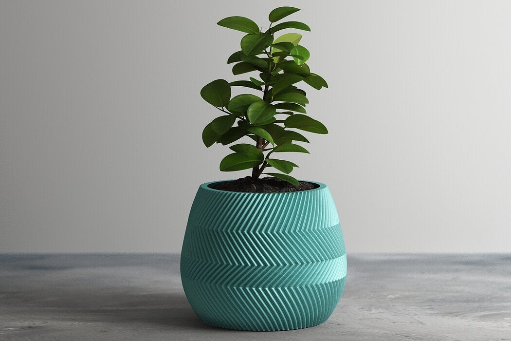 "Zarif ve Modern: Turkuaz Geometrik Saksı" 🌱💙